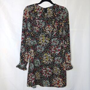 Topshop Ruffle Bust Detail Floral Long Sleeve Bishop Mini Sundress Small 6